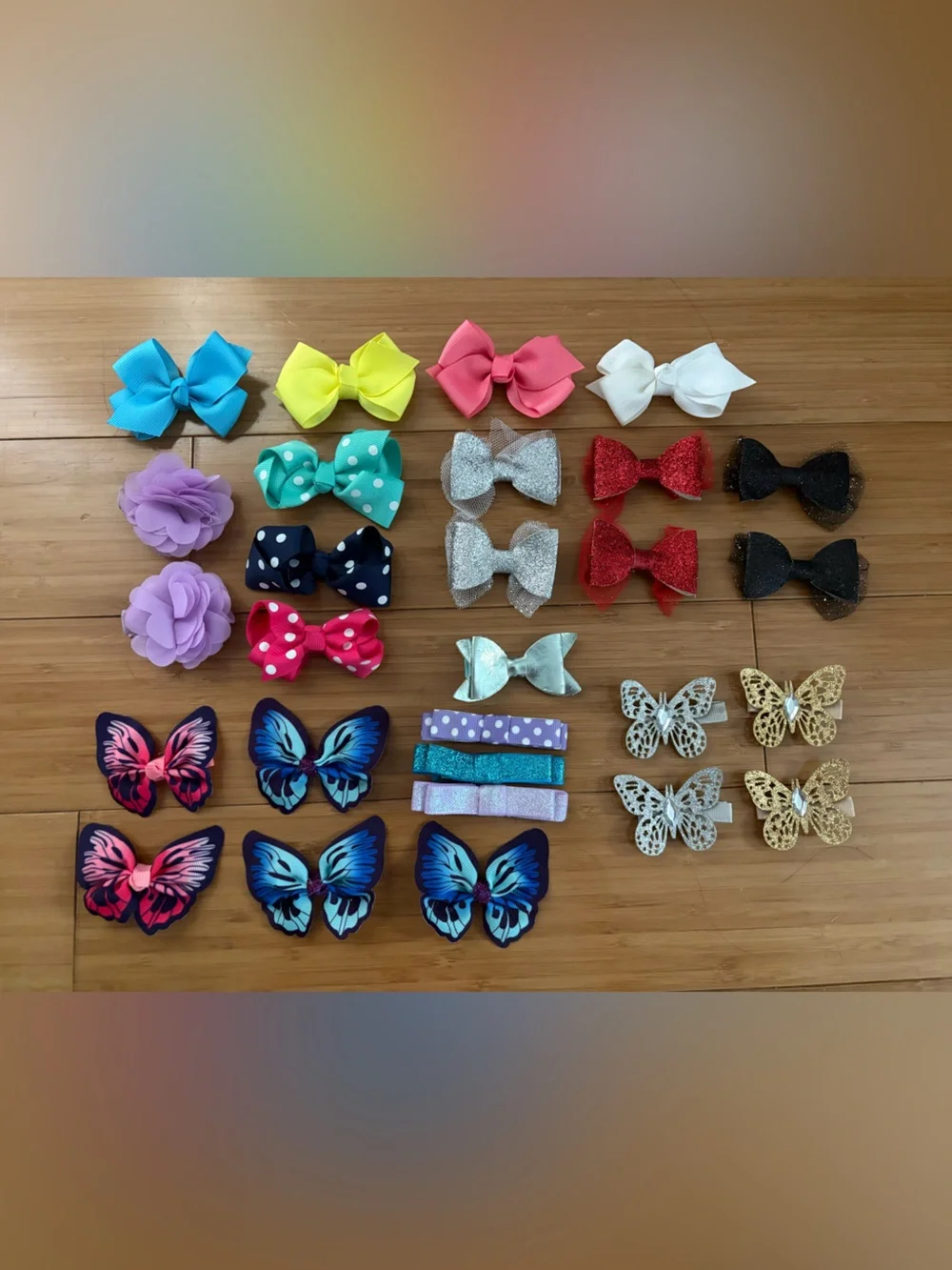 Kids Multi-Color Hair Bow and Butterfly Clip Set